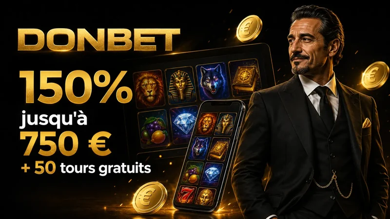 Page d'accueil de Donbet France avec le thème gangster, casino en ligne et paris sportifs