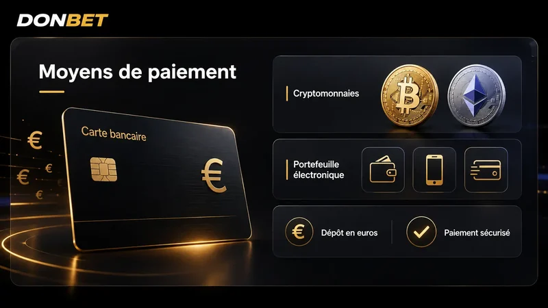 Moyens de paiement Donbet France : carte bancaire, Skrill, Neteller et cryptomonnaies